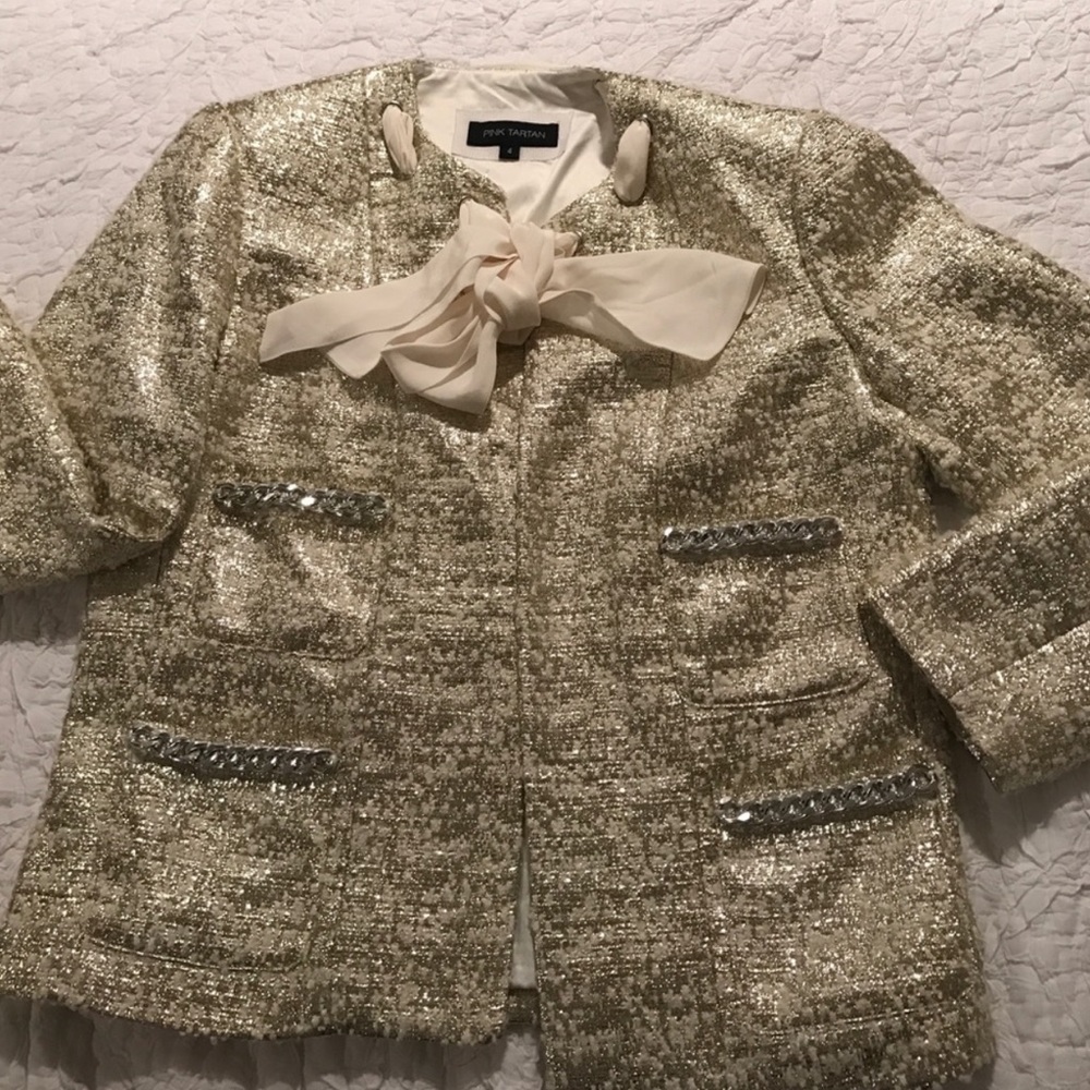 Authentic PINK TARTAN Brand Formal Jacket in gold/silver *STUNNING*